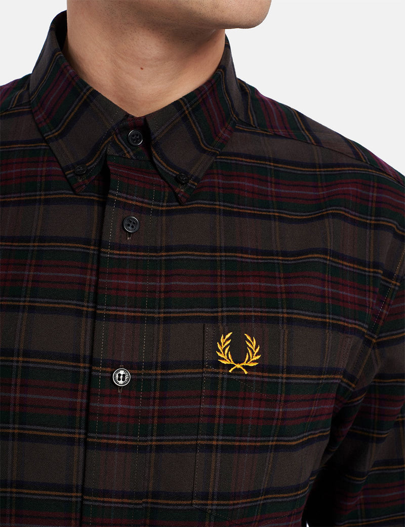 Fred Perry Tonal Tartan Shirt - Black
