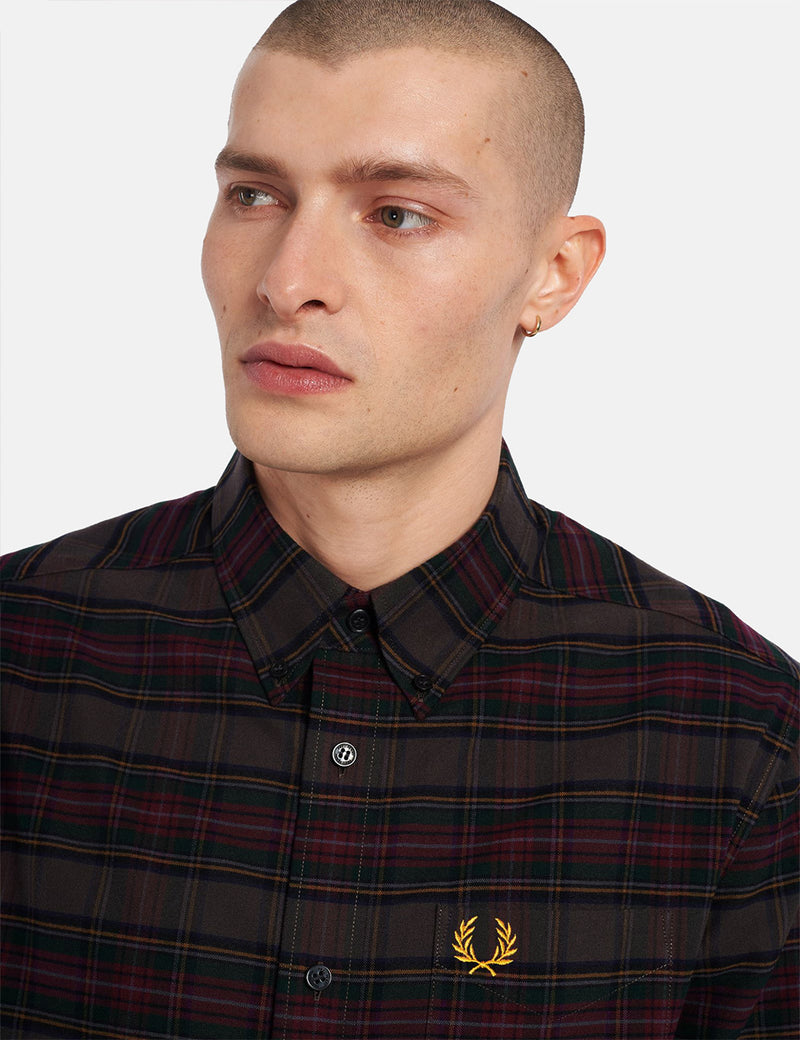 Fred Perry Tonal Tartan Shirt - Black