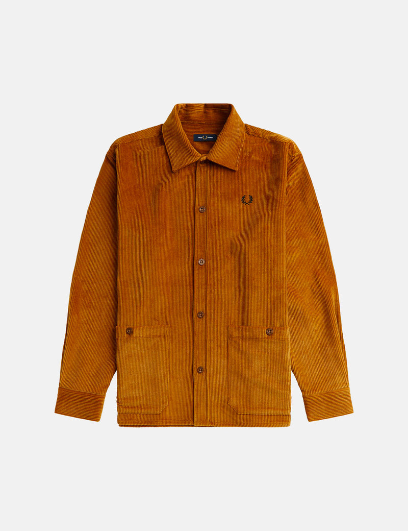 Fred Perry Cord Overshirt - Dunkles Karamell