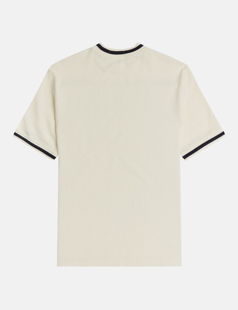 T-Shirt En Piqué Texturé Fred Perry - Écru