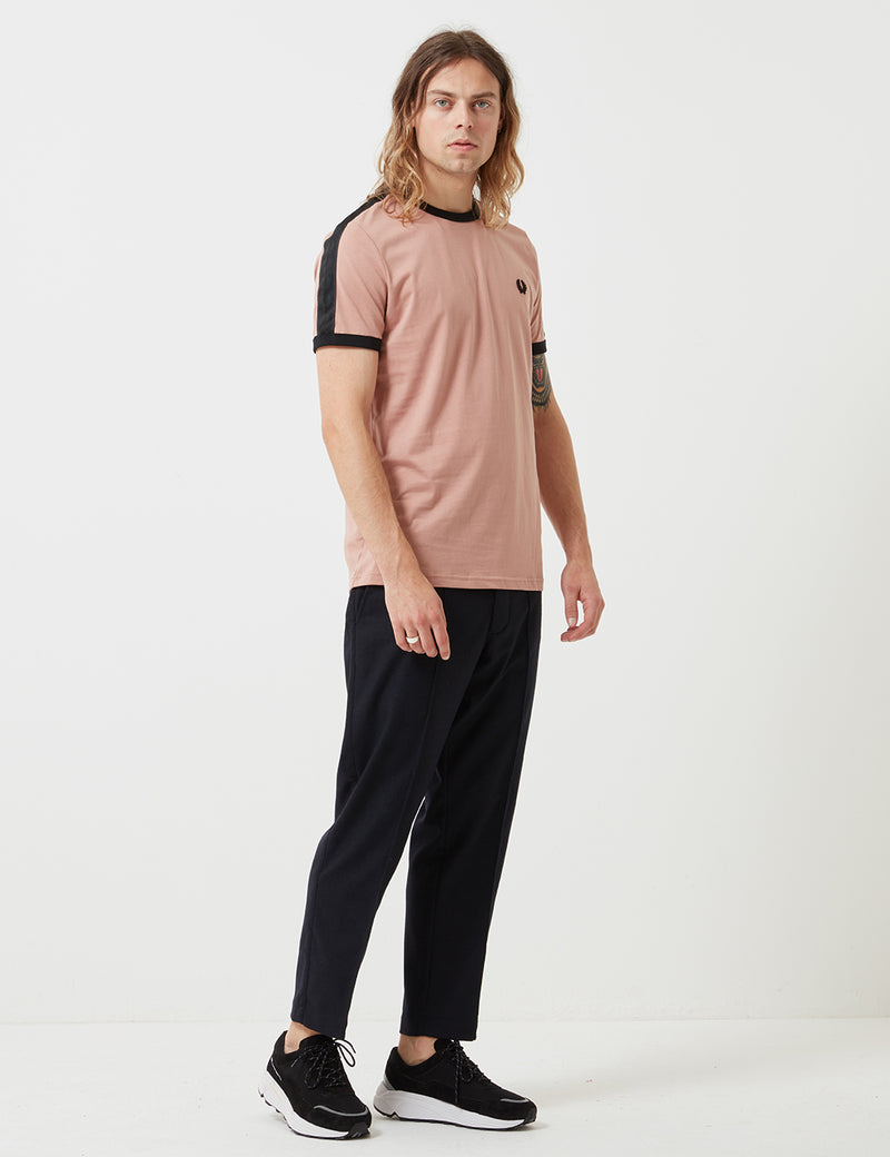 Fred Perry Tonal Taped Ringer T-Shirt - Grey/Pink