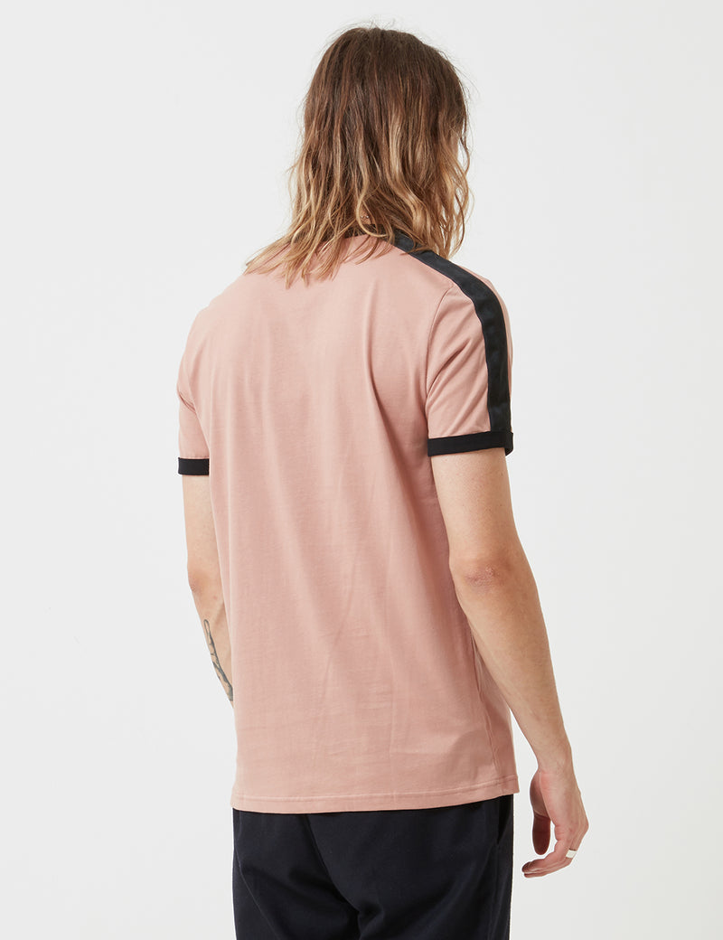Fred Perry Tonal Taped Ringer T-Shirt - Grey/Pink