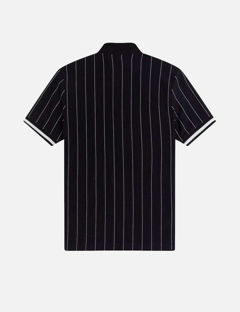 Fred Perry Polo à fines rayures et col cheminée - Bleu marine