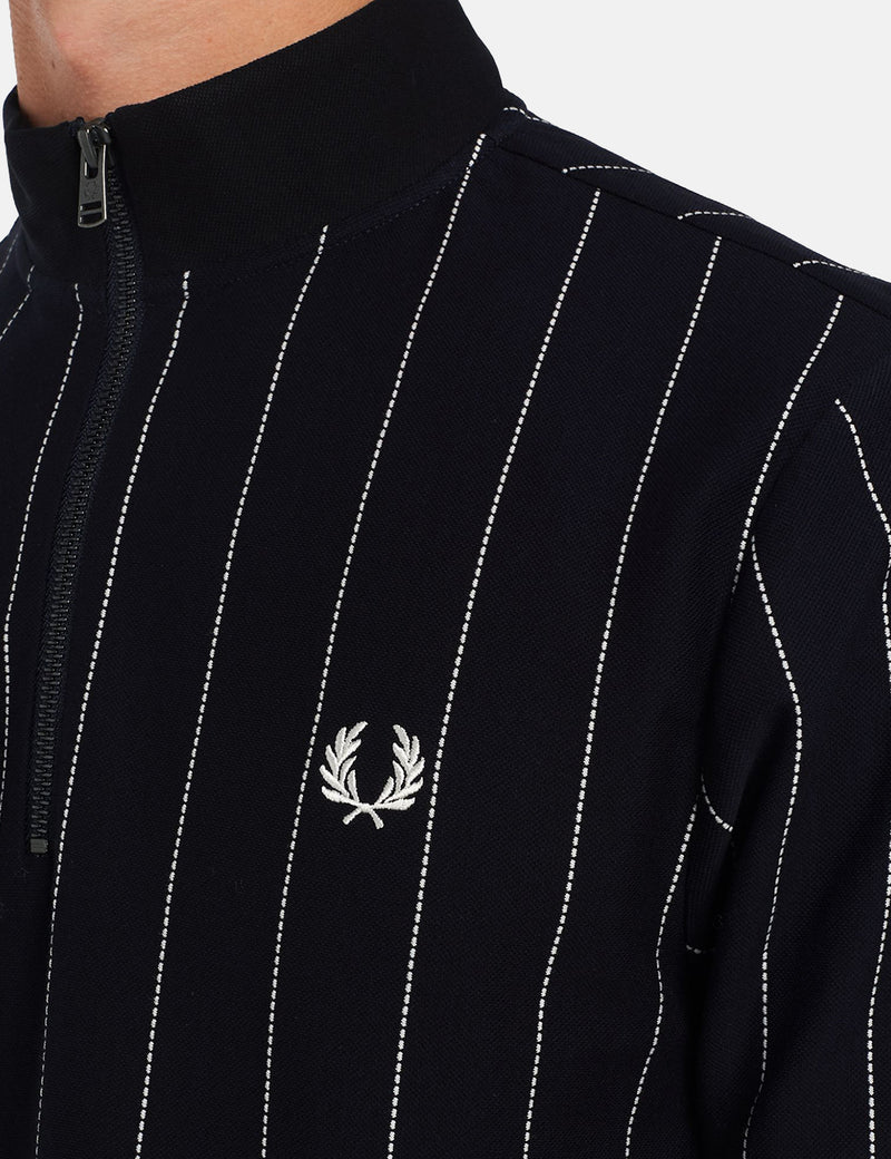 Fred Perry Polo à fines rayures et col cheminée - Bleu marine