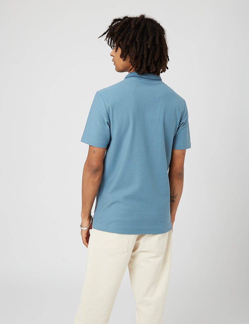 Fred Perry Rib Detail Neck Polo Shirt - Ash Blue