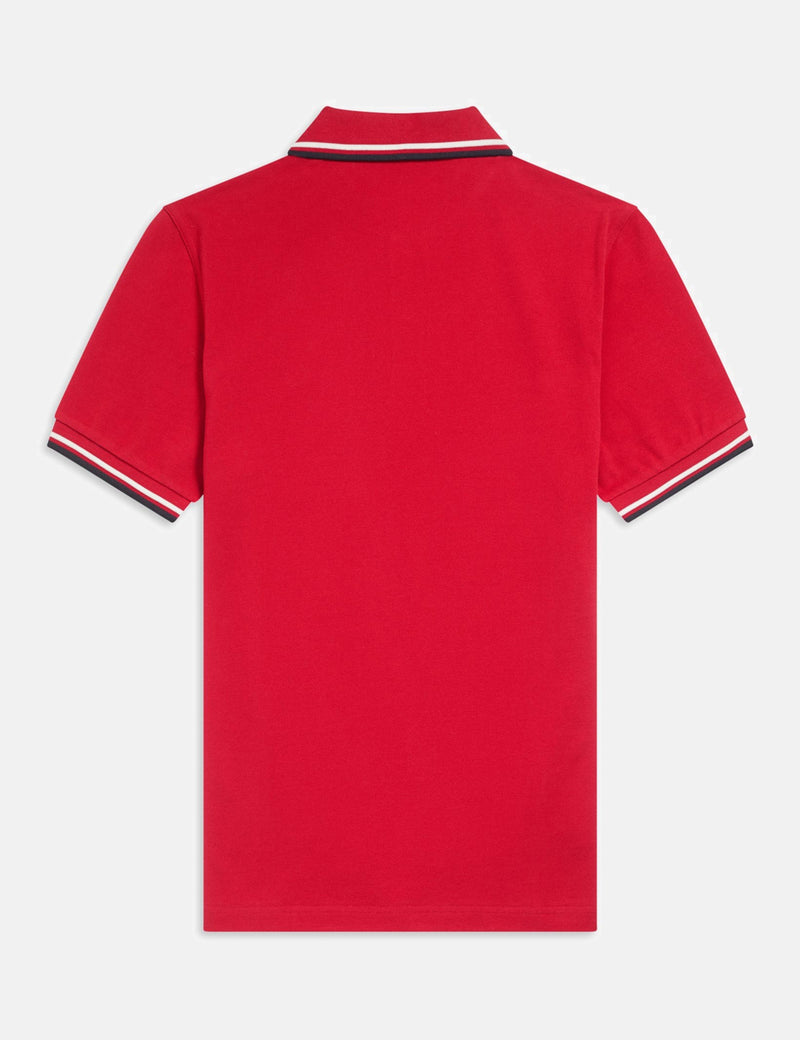 Polo Fred Perry Twin Tipped - Rouge Hiver/Blanc Neige/Marine
