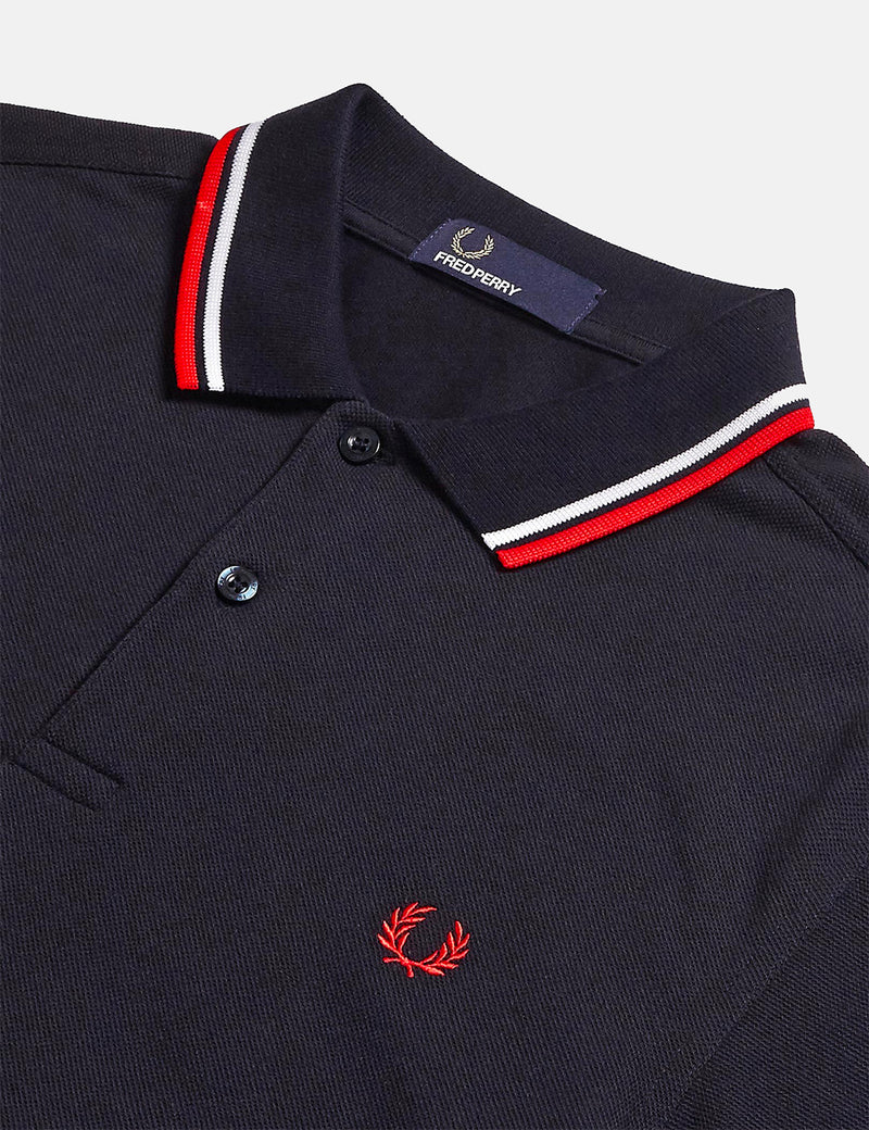 Fred Perry Twin Tipped Polo Shirt - Navy/White/Red