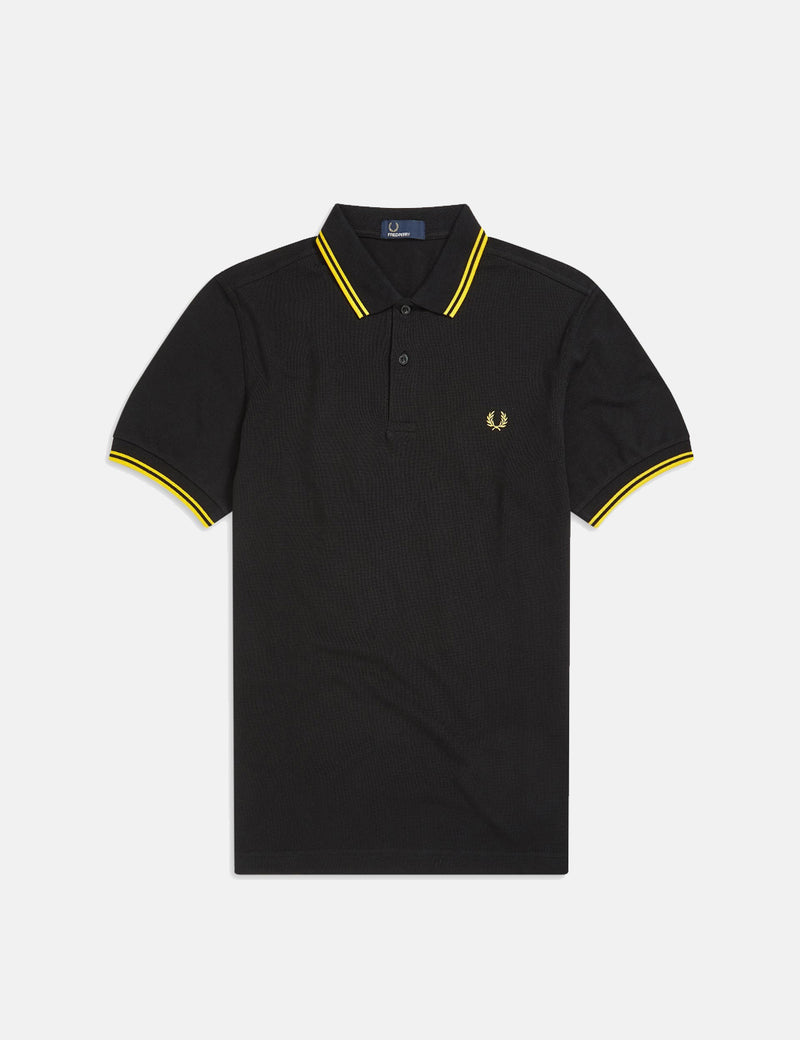 Polo Fred Perry Twin Tipped Noir Nouveau Jaune URBAN EXCESS