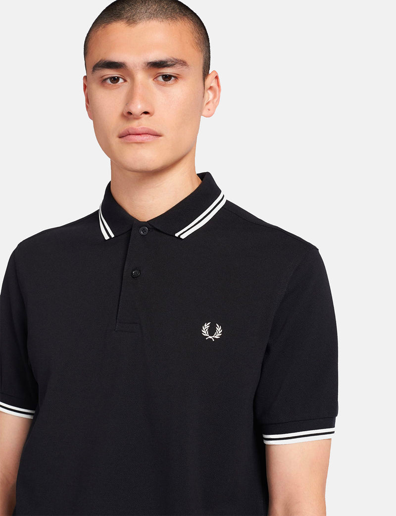 Polo Fred Perry Twin Tipped - Noir/Porcelaine/Porcelaine