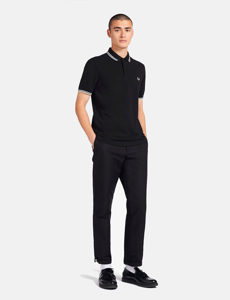 Polo Fred Perry Twin Tipped - Noir/Porcelaine/Porcelaine