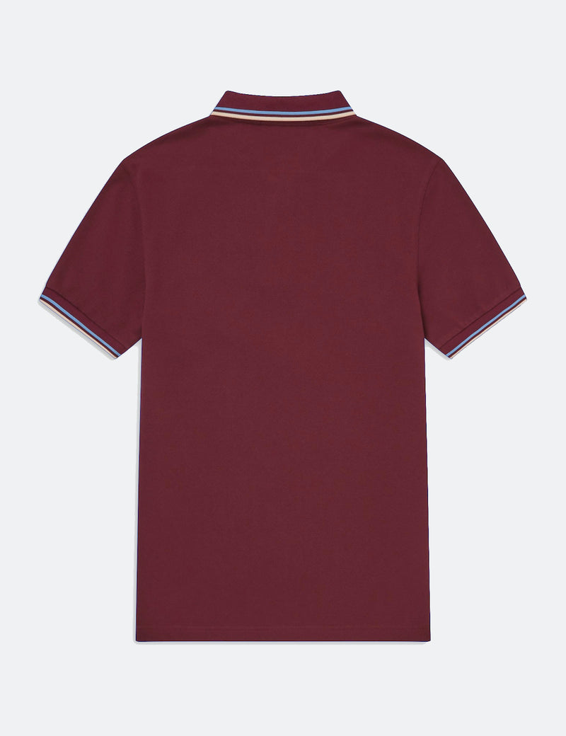 Fred Perry Twin Tipped Polo Shirt - Mahogany/Sky/Natural