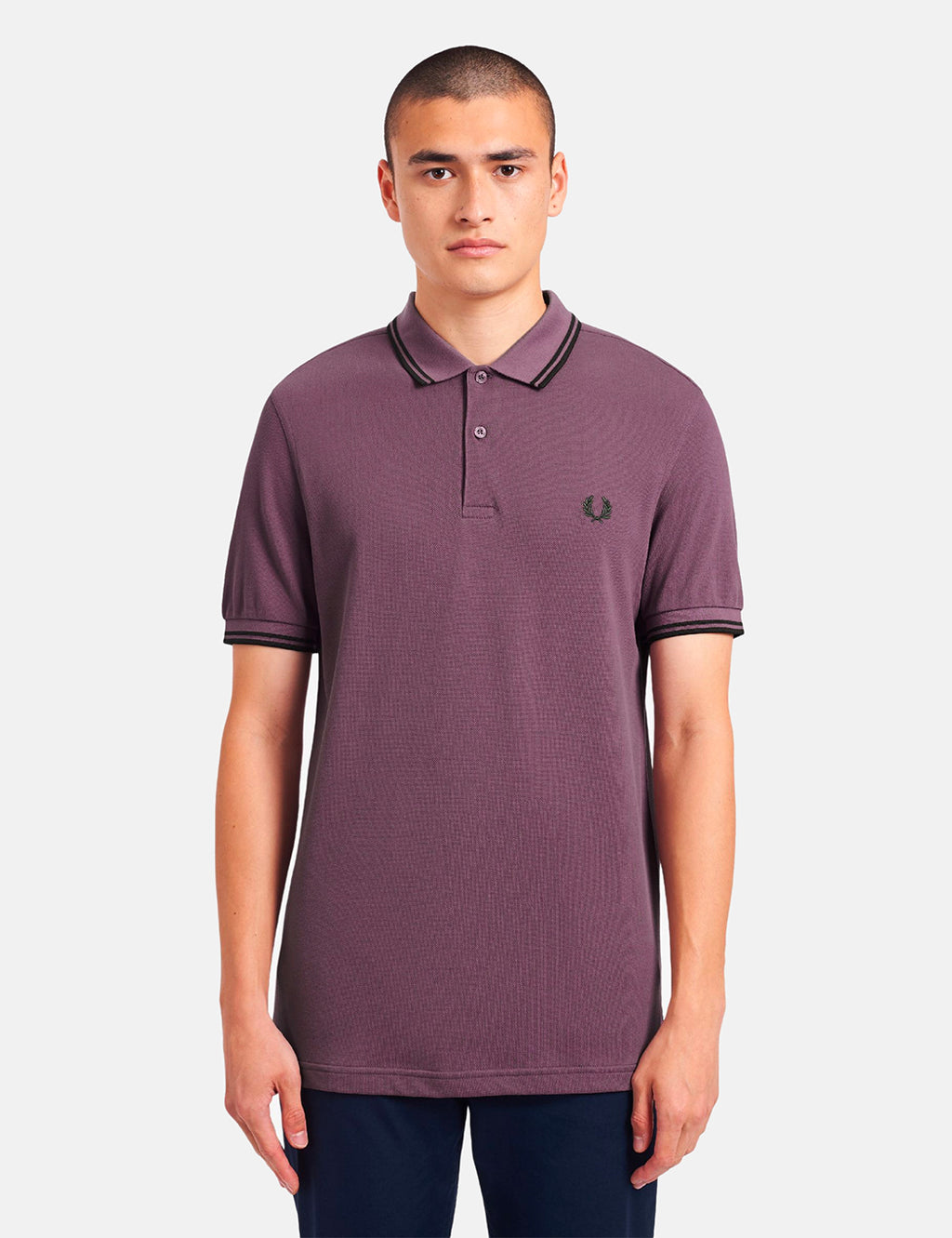 Fred Perry Twin Tipped Polo Shirt - Black Plum/Hunting Green I URBAN ...