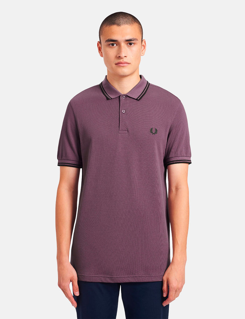 Polo Fred Perry Twin Tipped - Noir Plum/Hunting Green