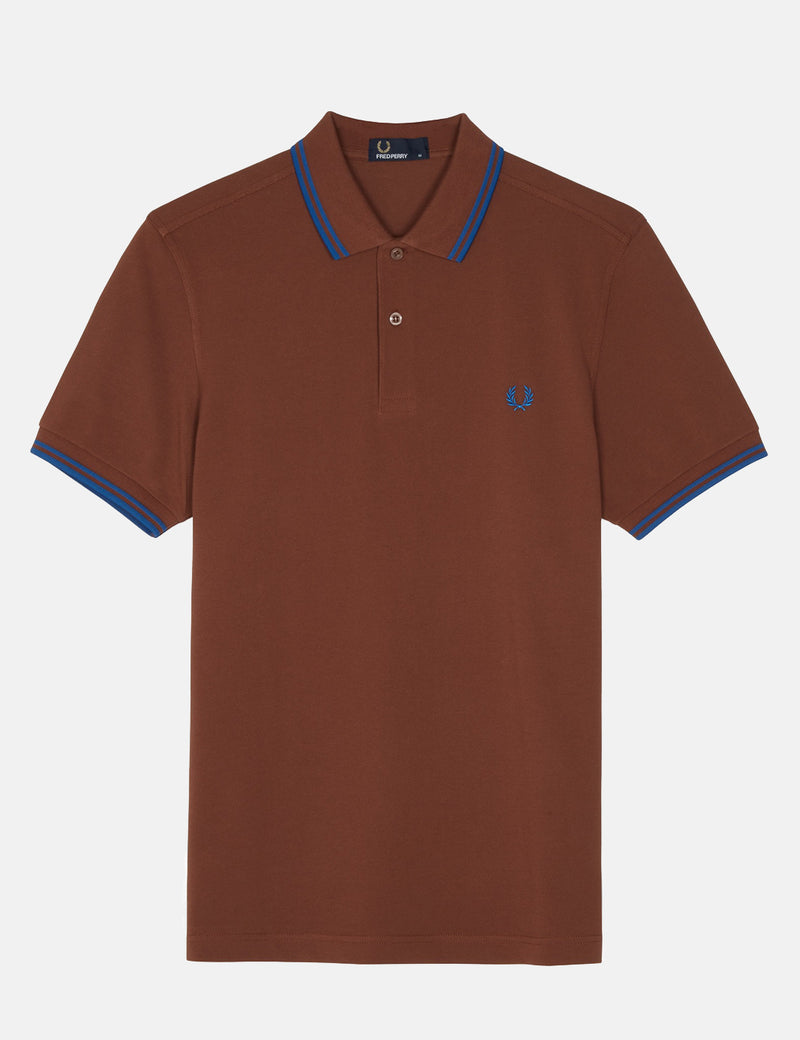 Fred Perry mit Doppelstreifen-Polo-Hemd - Root Beer Brown