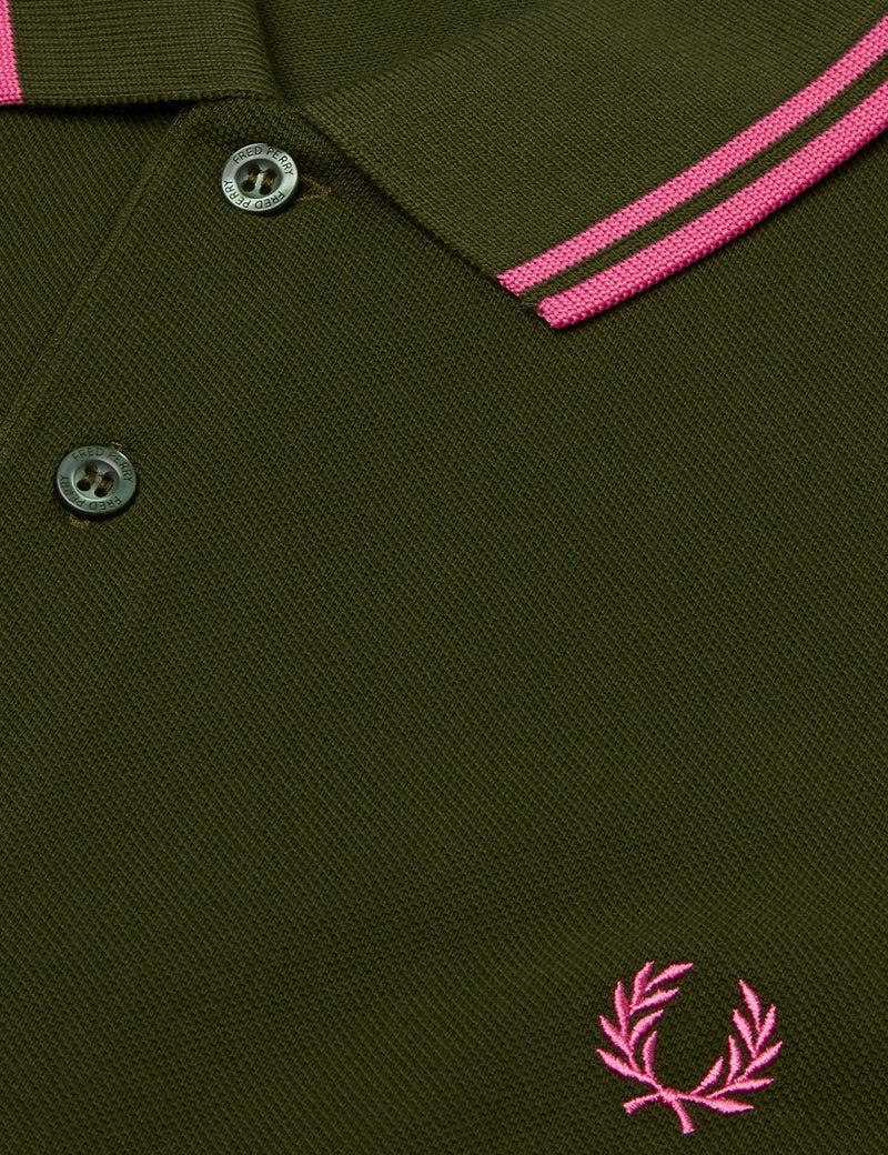 フレッドペリーツインチップポロシャツ-ライフルグリーン