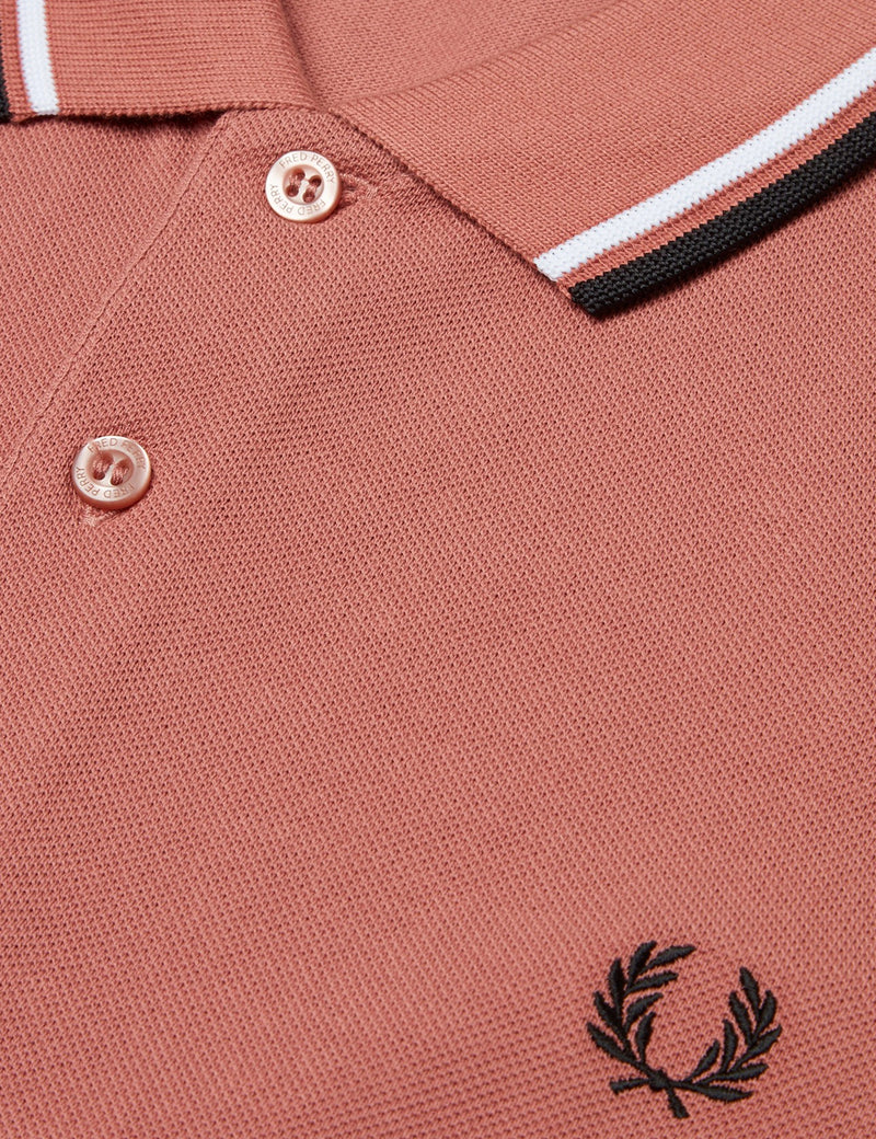 フレッドペリーツインチップポロシャツ-バールウッドピンク