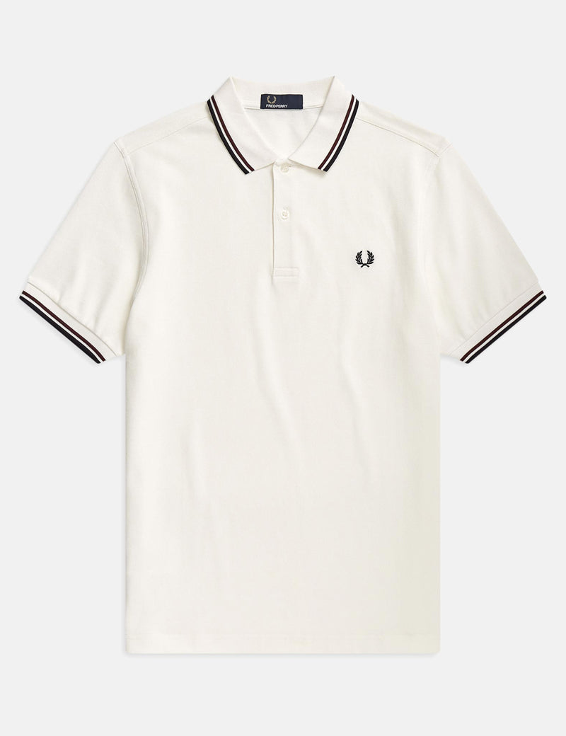 Fred Perry Twin Tipped Polo Shirt - Snow White/Shiraz