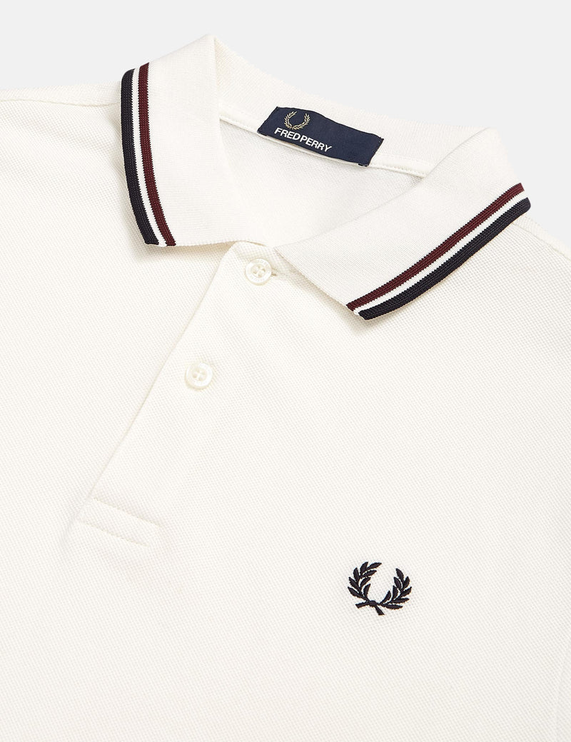 Fred Perry Twin Tipped Polo Shirt - Snow White/Shiraz