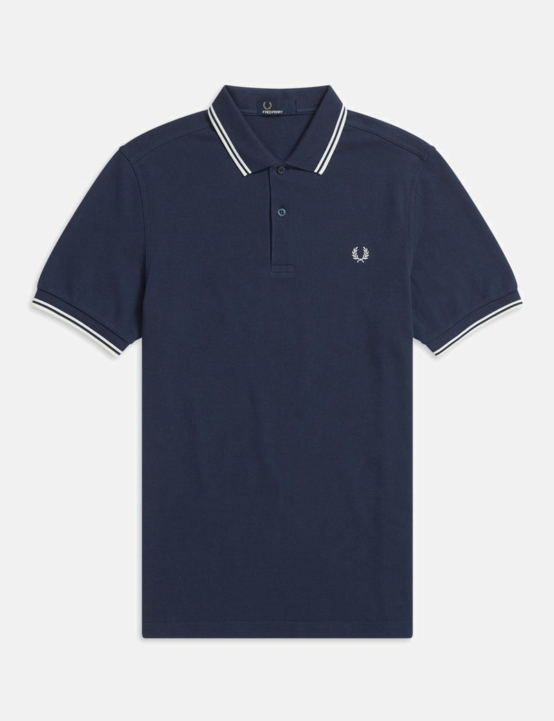 Fred Perry Twin Tipped Polo Shirt - Phantom/Snow White/White