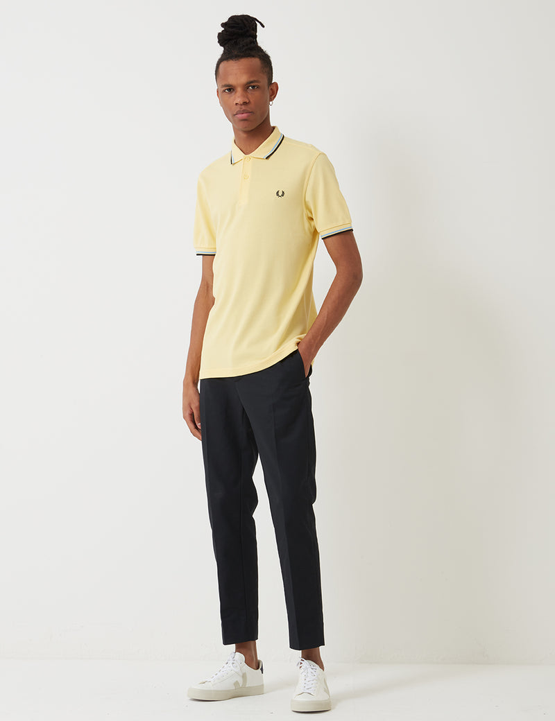Fred Perry Twin Tipped Polo Shirt - Soft Yellow/Summer Blue/Black