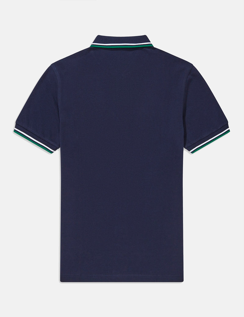 Polo Fred Perry Twin Tipped - Bleu Carbone/Blanc/Vert Raf