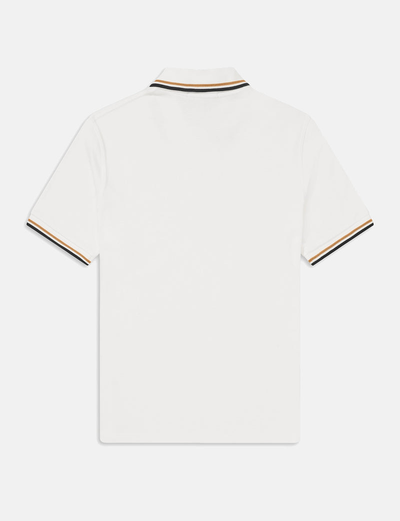 Fred Perry Twin Tipped Polo Shirt - Snow White/Gold/Black