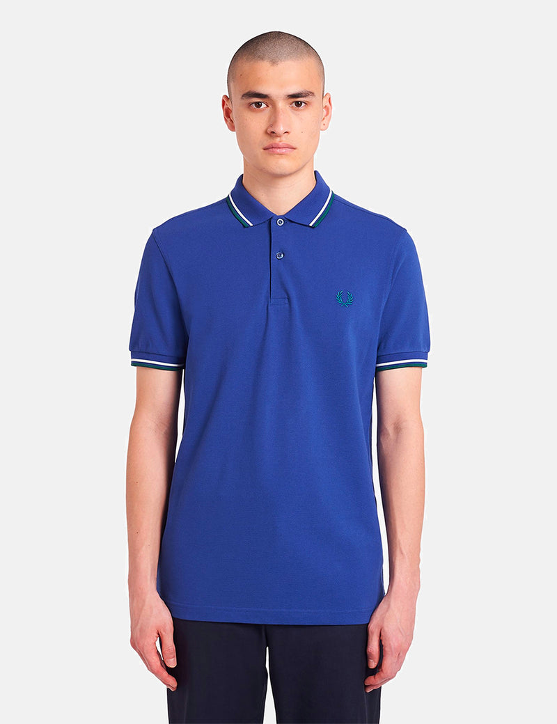 Fred Perry Twin Tipped Polo Shirt - Nautical Blue/Snow White/Light Petrol
