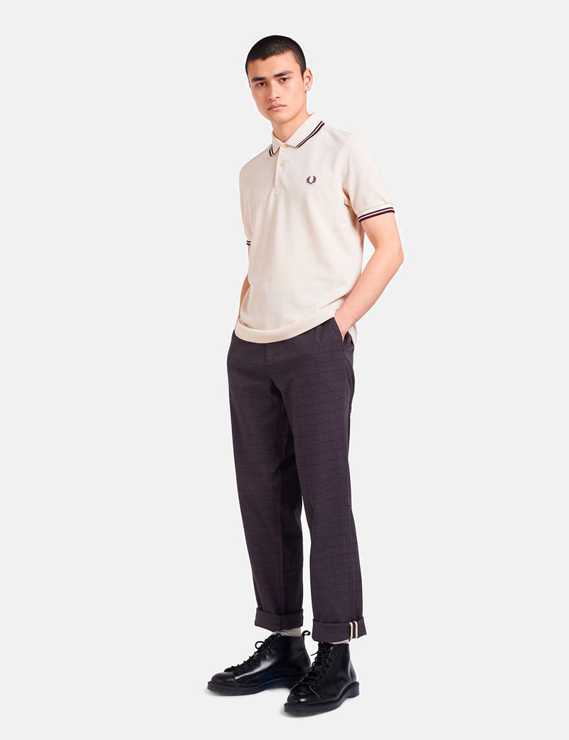 Polo Fred Perry Twin Tipped - Vanille/Oxford Blanc/Acajou