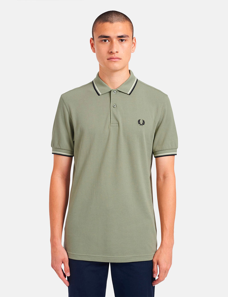 Fred Perry 트윈 팁 폴로 셔츠-Seagrass