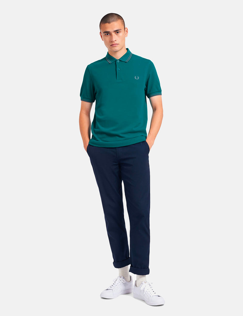 Fred Perry 트윈 팁 폴로 셔츠-Fanfare/50 's Silver
