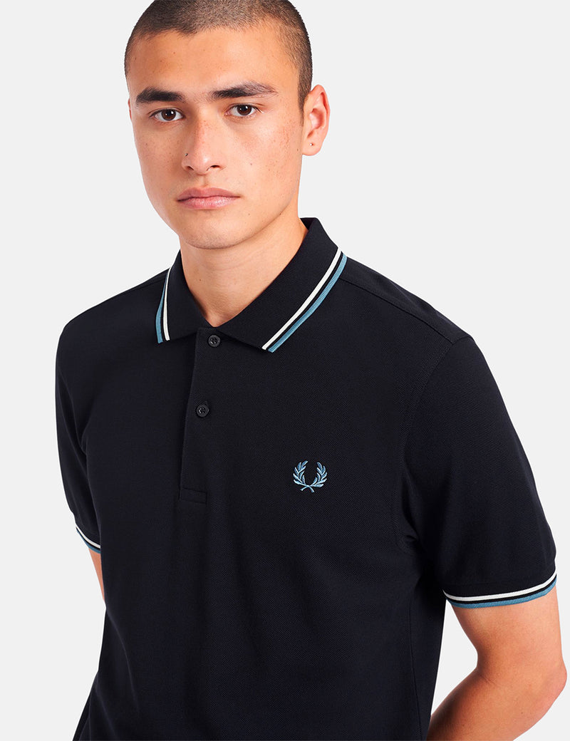 Polo Fred Perry Twin Tipped - Navy/Blanche Neige/Bleu Fumée