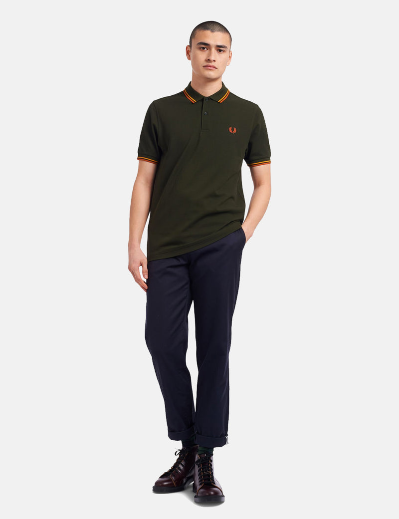 Fred Perry Twin Tipped Polo Shirt - Jagdgrün/Hellgold/Rost