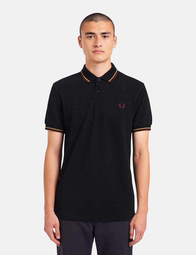 Polo Fred Perry Twin Tipped - Noir/1964 Or/Aubergine
