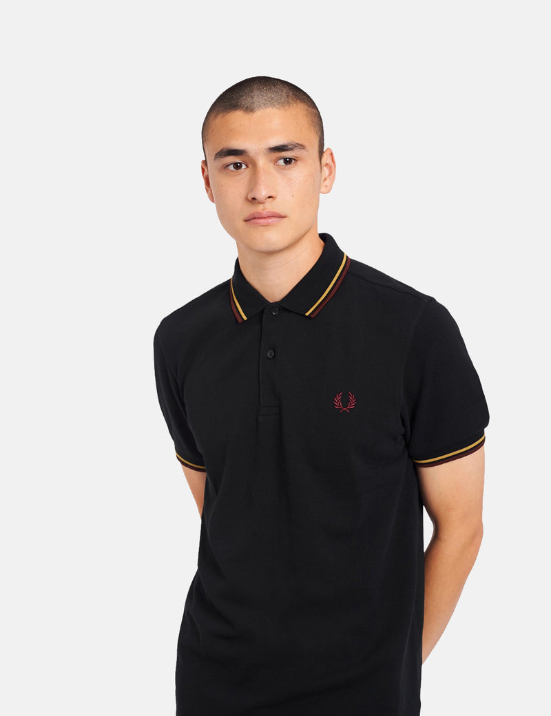 Polo Fred Perry Twin Tipped - Noir/1964 Or/Aubergine