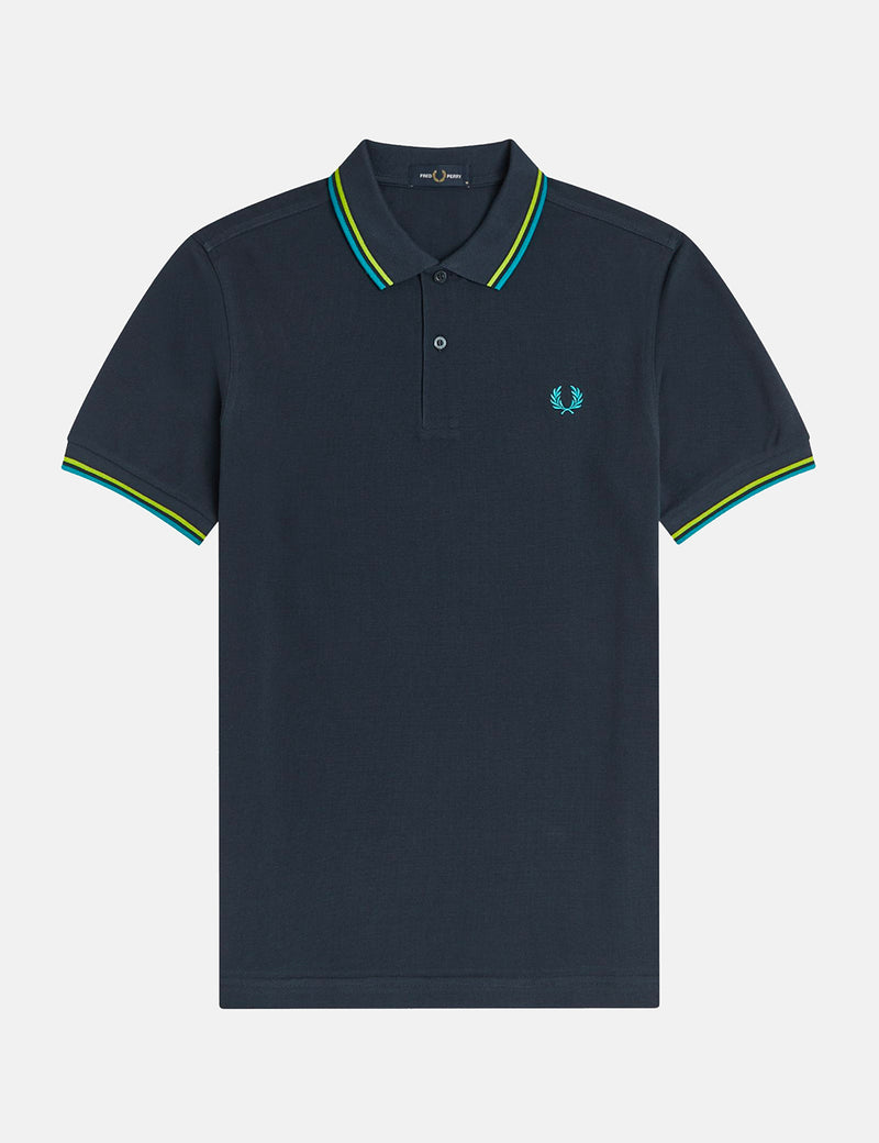 Polo Fred Perry Twin Tipped - Dark Airforce/Lime/Vert