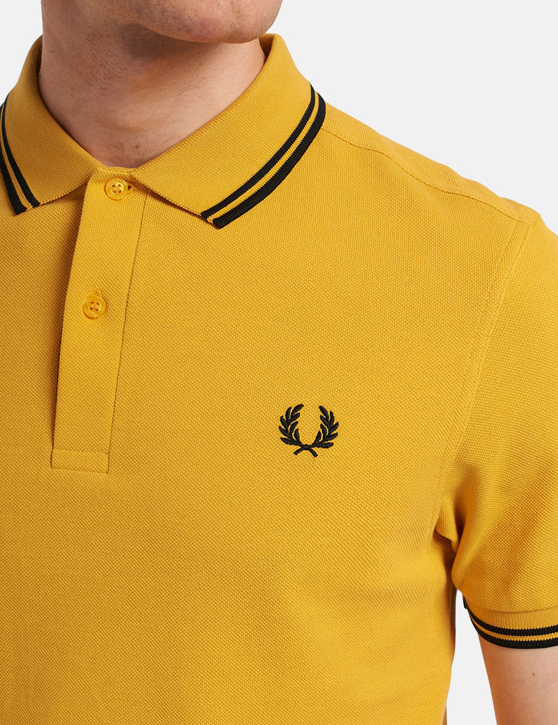 Fred Perry Twin Tipped Polo Shirt - Gold/Black/Black