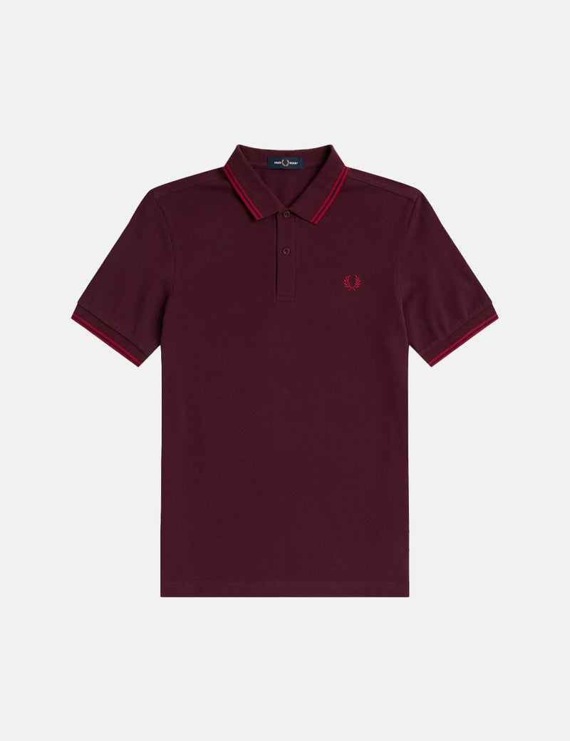 Fred Perry Twin Tipped Shirt - Mahogany/Claret/Claret