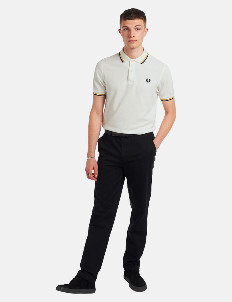 Chemise Fred Perry Twin Tipped - Blanc Neige/Or/Bleu Marine