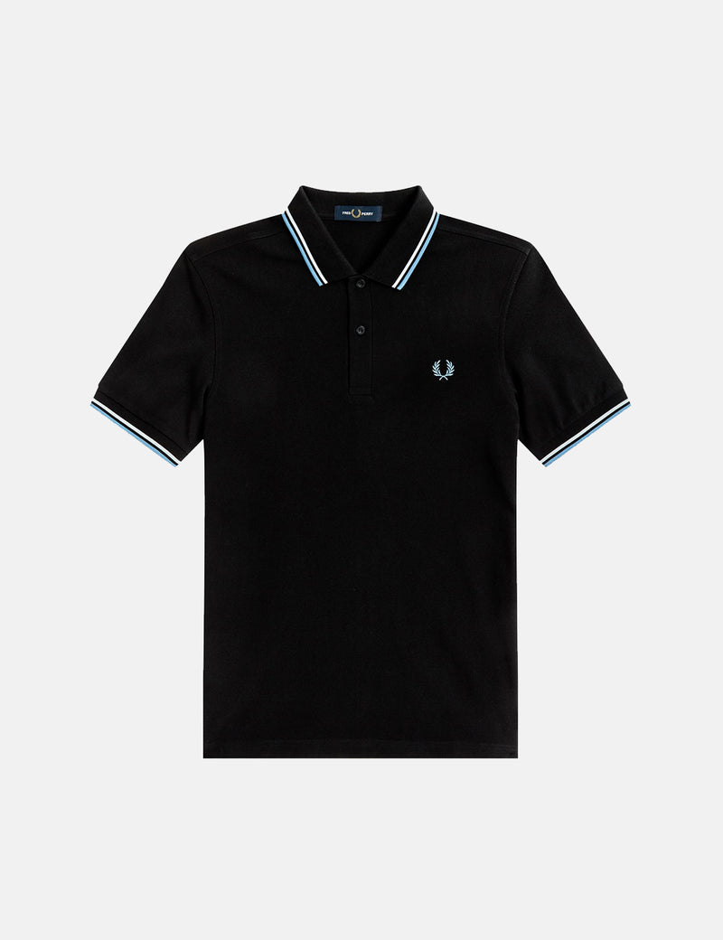 Fred Perry Polo À Double Liseré - Noir/Blanc/Ciel