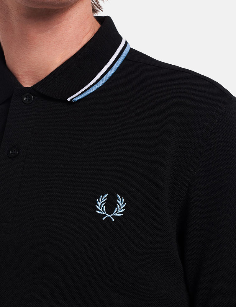 Fred Perry Polo À Double Liseré - Noir/Blanc/Ciel