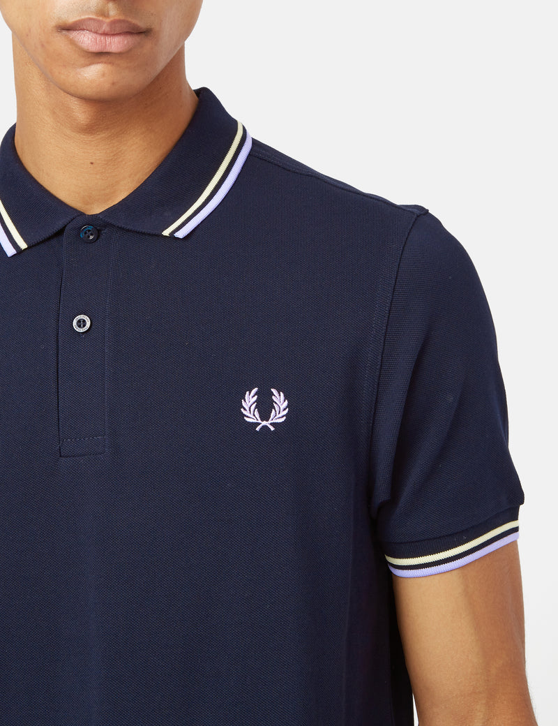 Fred Perry Twin Tipped Poloshirt - Navy/Wax Yellow/Lilac Soul