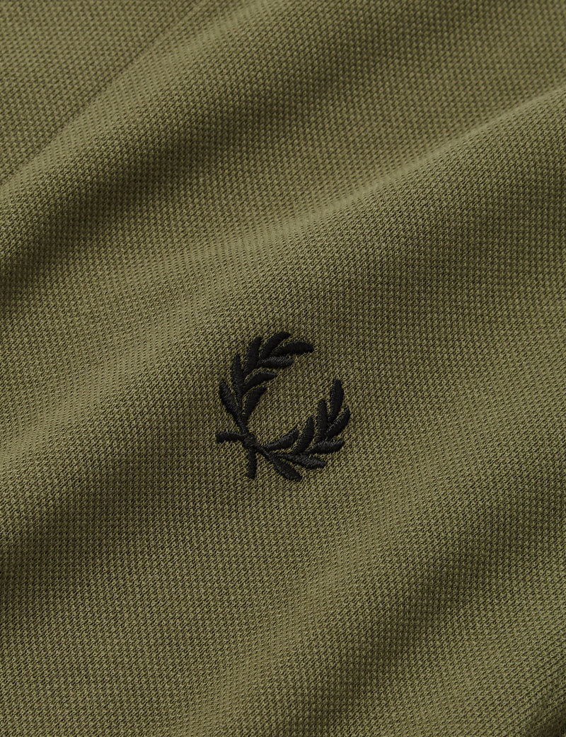 Fred Perry Polo À Double Liseré - Vert Uniforme/Noir