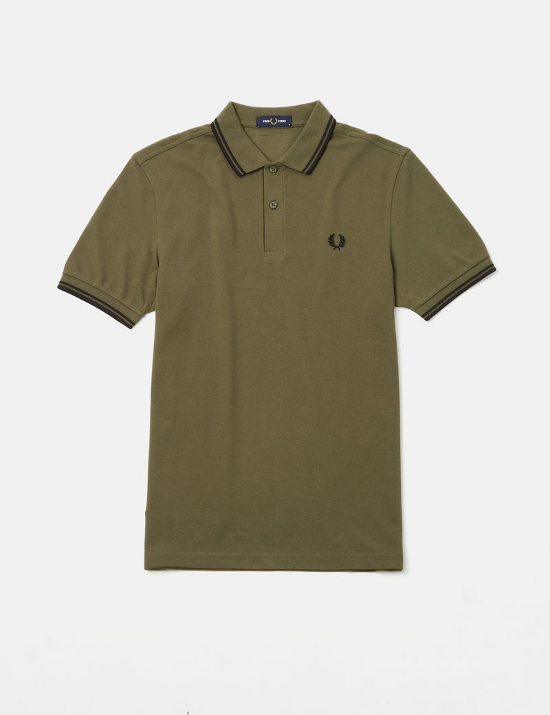 Fred Perry 트윈 팁 폴로 셔츠 - 유니폼 그린/블랙