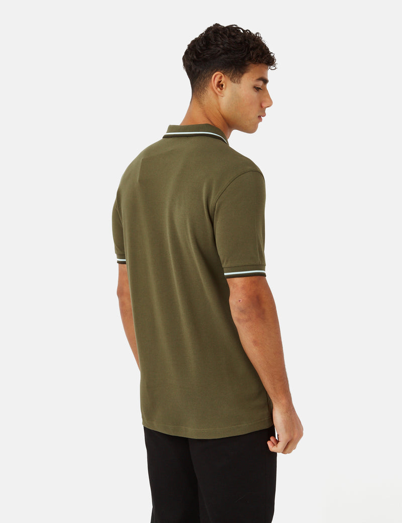 Fred Perry Twin Tipped Polo Shirt - Uniform Green/Light Ice