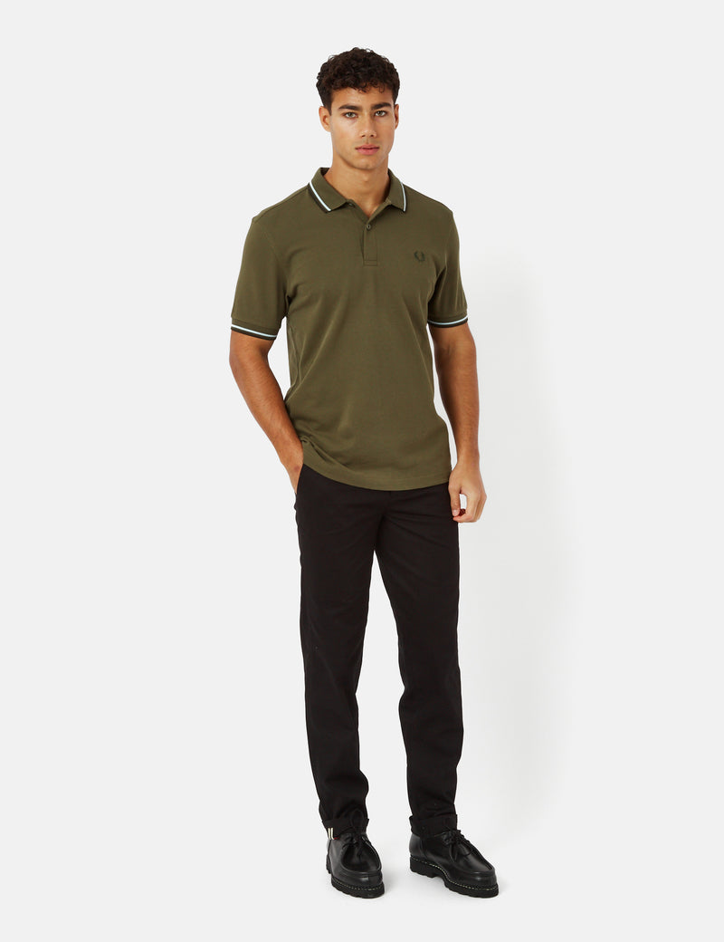 Fred Perry Twin Tipped Polo Shirt - Uniform Green/Light Ice