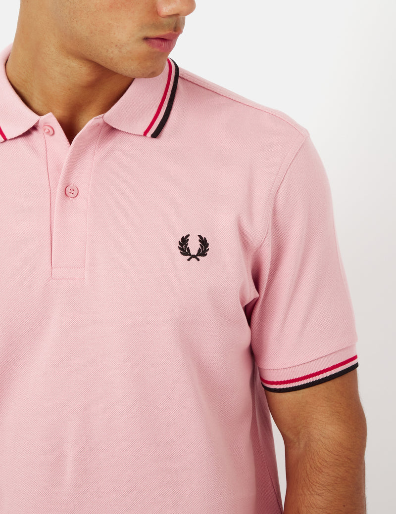 Fred Perry Twin Tipped Polo Shirt - Chalk Pink/Washed Red