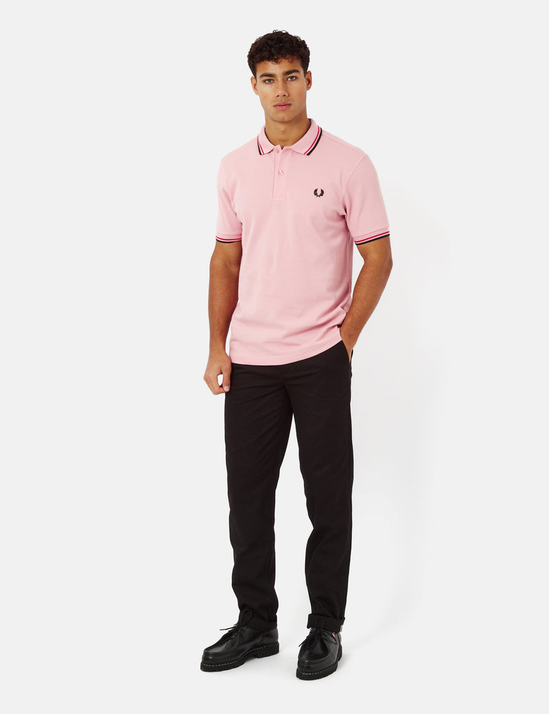 Fred Perry Twin Tipped Polo Shirt - Chalk Pink/Washed Red