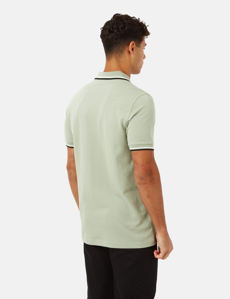 Fred Perry Twin Tipped Polo Shirt - Seagrass Green/Snow