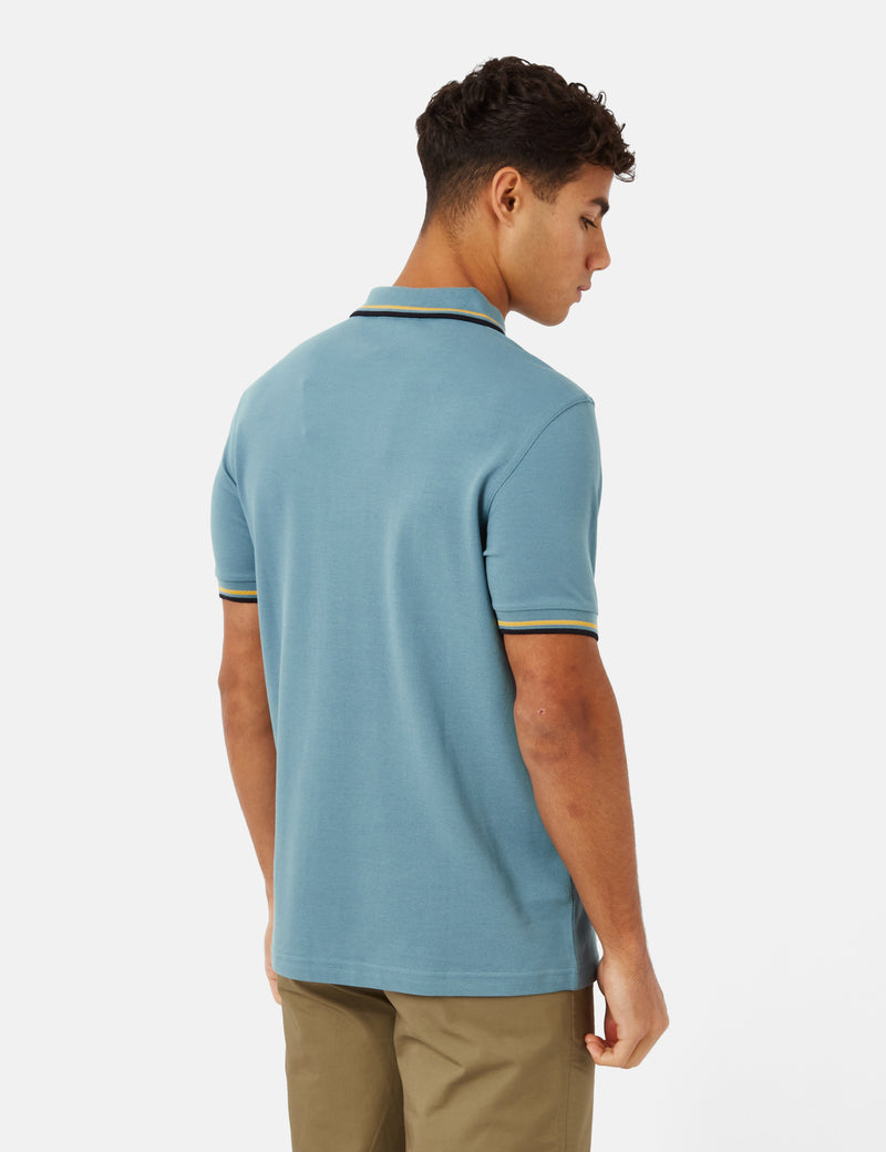 Fred Perry Twin Tipped Polo Shirt - Ash Blue/Golden Hour