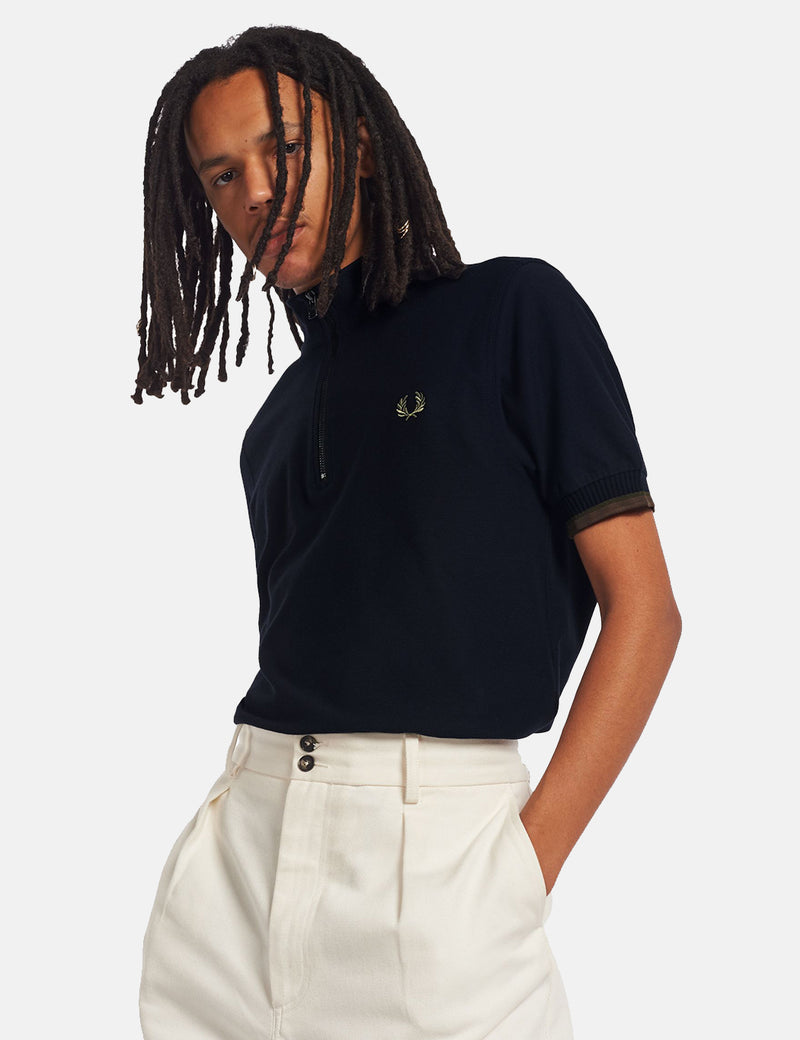 Polo à col cheminée Fred Perry - Bleu marine